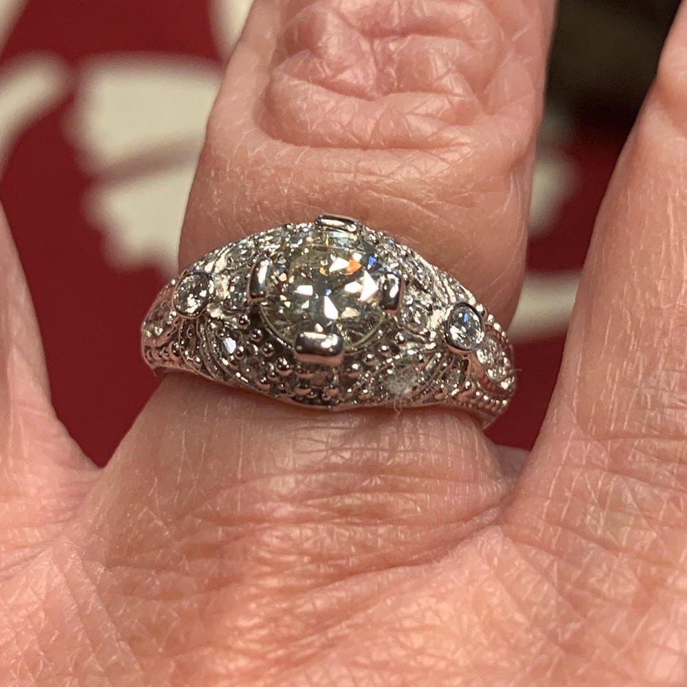 14 K Vintage Inspired Old European Cut Ring GIA